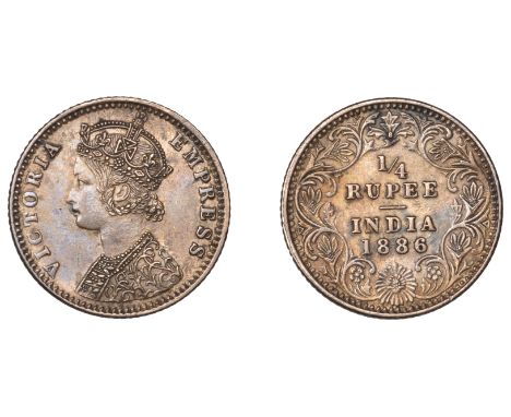 The Uniform Coinage of India, British Imperial Period, Victoria, silver Quarter-Rupee, 1886b, type C/II, Bombay, crowned and 