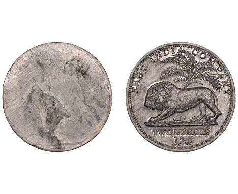 The Uniform Coinage of India, East India Company: Retro Patterns, Two Mohurs, uniface rev., in lead, lion walking left, palm-