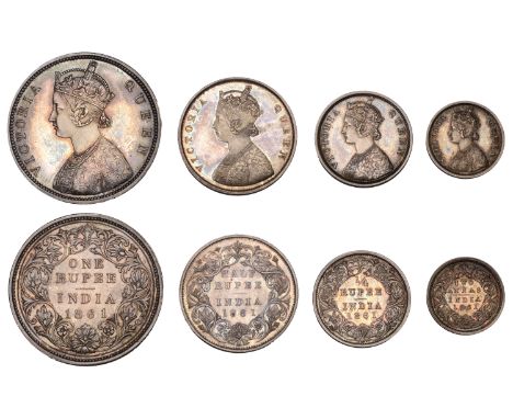 An extremely rare 1861 silver Pattern set, Royal Mint   The Uniform Coinage of India, British Imperial Period, Victoria, orig