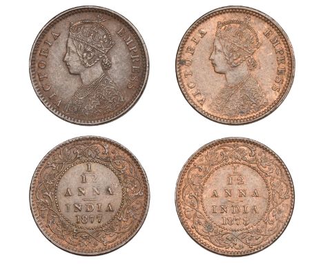 The Uniform Coinage of India, British Imperial Period, Victoria, copper Twelfth-Annas (2), type A, 1877, Calcutta, crowned an