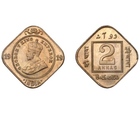 The Uniform Coinage of India, British Imperial Period, George V, cupro-nickel lozenge-shaped 2 Annas, 1919, Calcutta, crowned