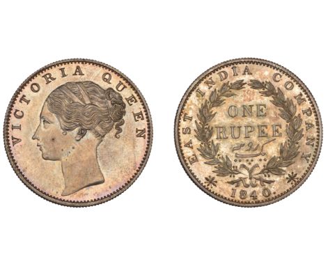 The Uniform Coinage of India, East India Company, Victoria, early silver Proof restrike Rupee, 1840, type I [F/VI], Calcutta,