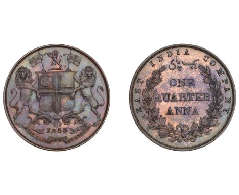 The Uniform Coinage of India, East India Company, Victoria, original copper Proof Quarter-Anna, 1858 [1859-62], by R. Heaton 