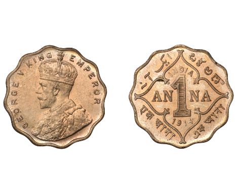 The Uniform Coinage of India, British Imperial Period, George V, cupro-nickel Anna, 1914, Bombay, crowned bust left, george v