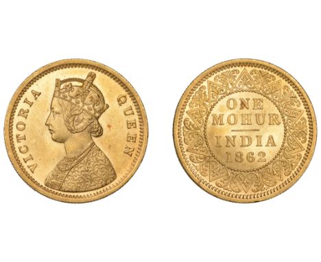 The Uniform Coinage of India, British Imperial Period, Victoria, gold Mohur, 1862, type A/I, Calcutta, younger crowned and ro