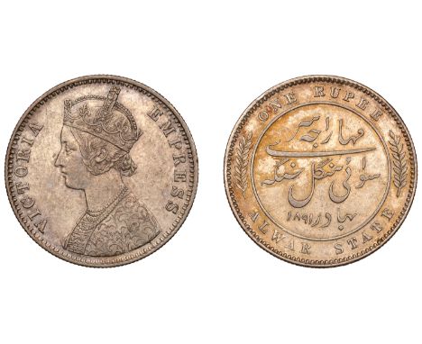 The Uniform Coinage of India, British Imperial Period: Princely States, ALWAR, Victoria [Mangal Singh (1874-92)], silver Rupe
