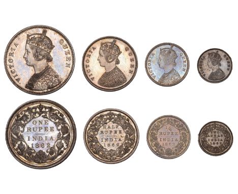 An original 1862 silver Proof set, Calcutta   The Uniform Coinage of India, British Imperial Period, Victoria, original silve