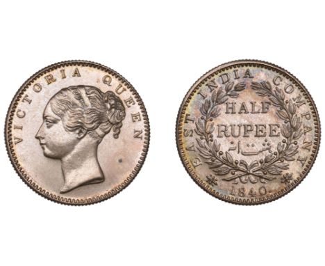 The Uniform Coinage of India, East India Company, Victoria, silver Proof restrike Half-Rupee, 1840, type I [A/I], Calcutta, s