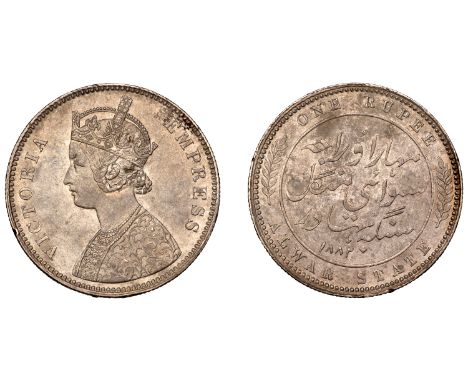 The Uniform Coinage of India, British Imperial Period: Princely States, ALWAR, Victoria [Mangal Singh (1874-92)], silver Rupe