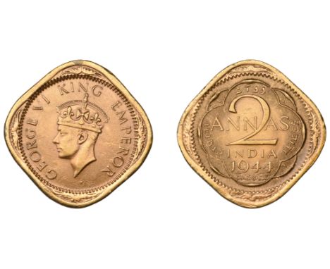 The Uniform Coinage of India, British Imperial Period, George VI, nickel-brass lozenge-shaped 2 Annas, 1944l, type II, Lahore