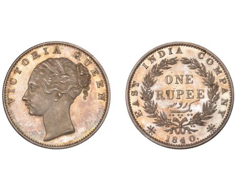 The Uniform Coinage of India, East India Company, Victoria, original silver Proof Rupee, 1840, type I [F/VIII], Calcutta, bus