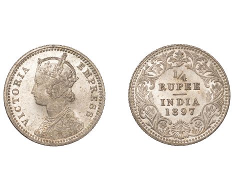 The Uniform Coinage of India, British Imperial Period, Victoria, silver Quarter-Rupee, 1897c, type C/II, Calcutta, crowned an