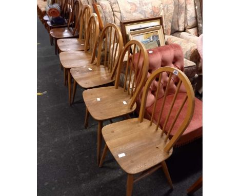 5 LIGHT COLOURED ERCOL DINING CHAIRS