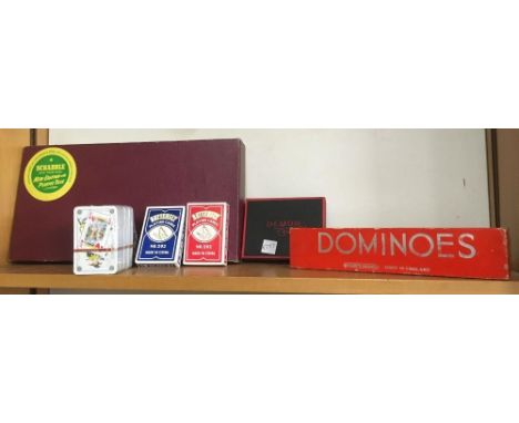 DOMINO'S, PACKS OF PLAYING CARDS &amp; A SCRABBLE SET