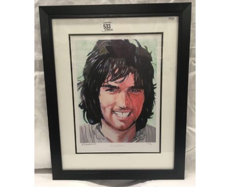 HEAD &amp; SHOULDERS PORTRAIT OF GEORGE BEST, LIMITED EDITION COLOUR PRINT, SIGNED R CHADWICK, NO. 277, WITH CERTIFICATE OF A