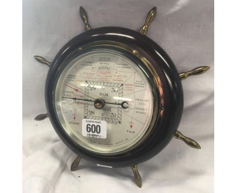 SHIPS WHEEL SHORT &amp; MASON STORM GUIDE BAROMETER