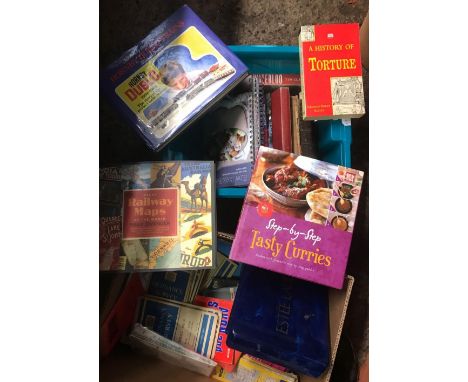 2 CARTONS OF ORDNANCE SURVEY MAPS &amp; VARIOUS BOOKS