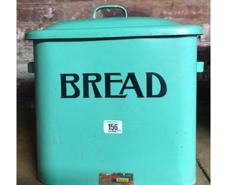 GREEN ENAMEL VINTAGE BREAD BIN BY REGINA