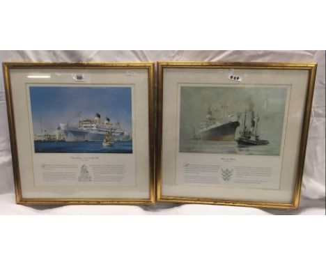 PAIR OF PORTRAIT PRINTS OF LARGE STEAM SHIPS BY COLIN VERITY RSMA, ONE ENTITLED ''CITY OF BENARES MOORED AT PORT SAID'', THE 