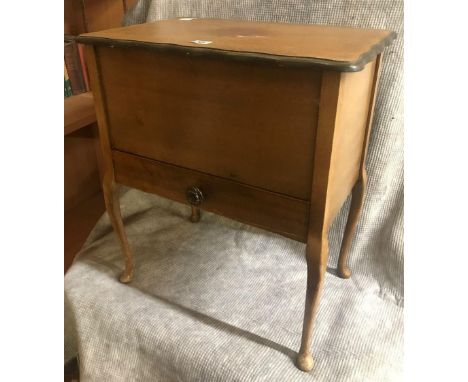 LIGHT MAHOGANY SEWING BOX &amp; CONTENTS