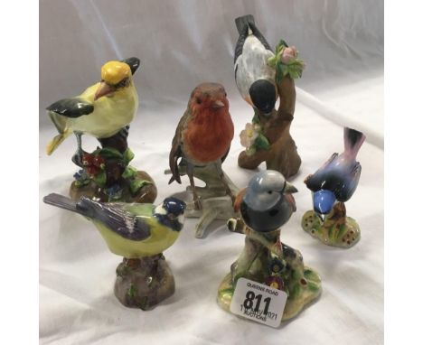 6 CHINA BIRD FIGURES, 3 FROM THE FLORAL COLLECTION, 2 FROM THE CROWN COLLECTION  - 1 A/F WING CHIPPED &amp; 1 GOEBEL