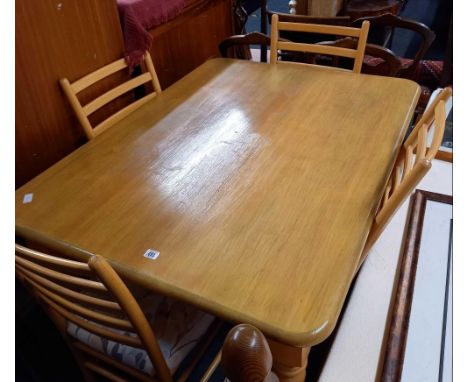 PINE DINING TABLE 4ft X 3ft &amp; 4 MATCHING LADDER BACK DINING CHAIRS
