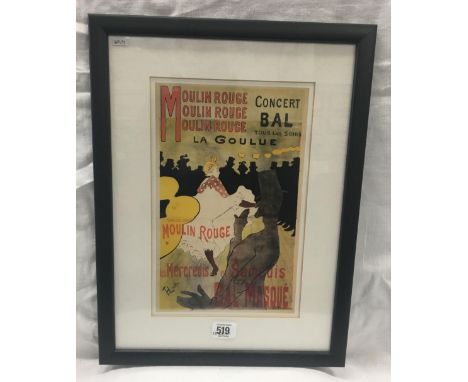 PRINT OF A COLOUR POSTER FROM THE MOULIN ROUGE AFTER TOULOUSE LAUTREC