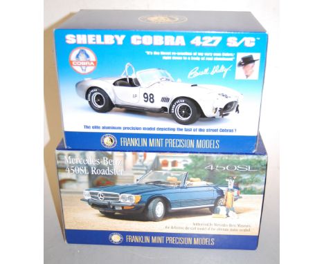 A boxed Franklin Mint Precisions Models Mercedes Benz, 450 SL Roadster; together with a Shelby Cobra 427 SC (2). Mercedes – m