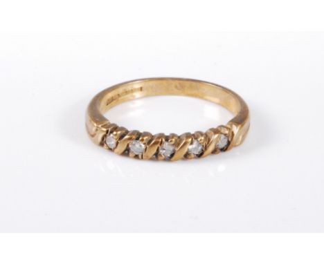 A 9ct gold half hoop diamond ring, total estimated approx. 0.15cts, with plain band stamped with Common Control mark, 375, an