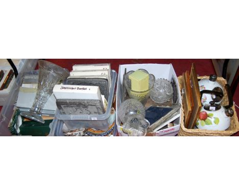 A large quantity of mixed glassware and miscellaneous items, to include collectors plates, Portmeirion kettles, pictures and 
