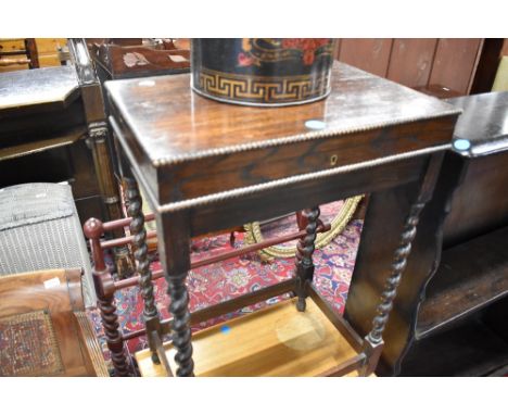 An early 20th Century oak canteen , no contents and a vintage occasional table