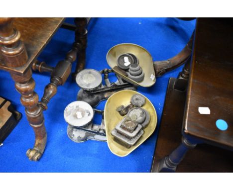 Two sets of traditional balance scales