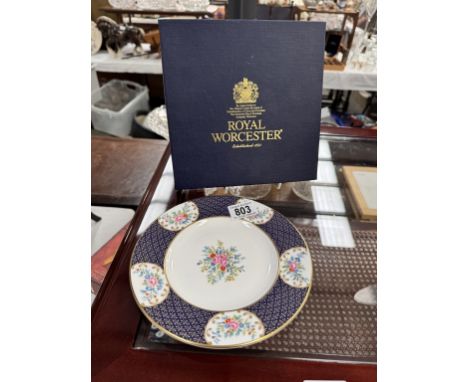 A Royal Worcester chamberlains rose pattern plate with box