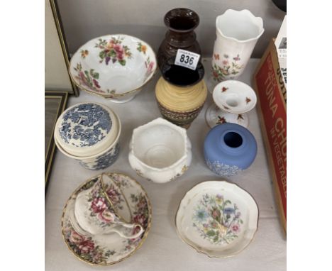 A mixed lot of pottery etc including Royal Albert, Aynsley etc