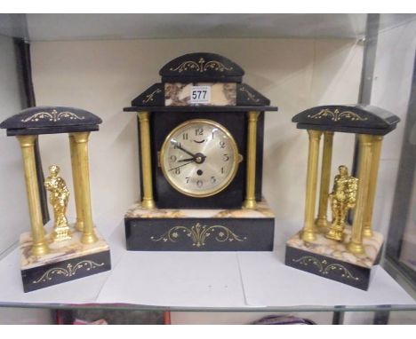 A superb quality three piece clock garniture (movement changed to battery) COLLECT ONLY.