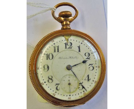 Gold Watch-14ct rolled gold by Jampton, Arabic numerals some issues with enamel dial and the watch glass 176 jewels, appears 