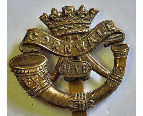 British Duke of Cornwall's Light Infantry 1st Volunteer Battalion cap badge (White Metal, slider)