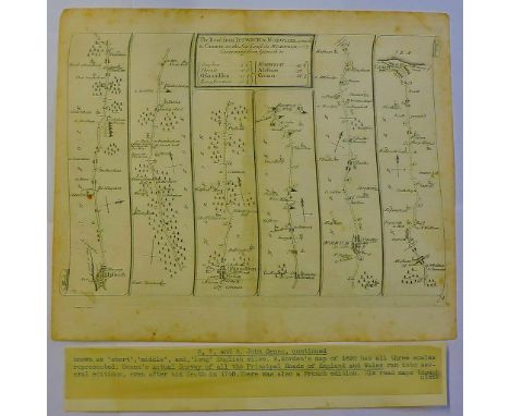 Antique Maps - 1719 Road Maps 'Ipswich to Norwich & Cromer' from Principle Roads of England and Wales' Reduced from Ogilby, 2
