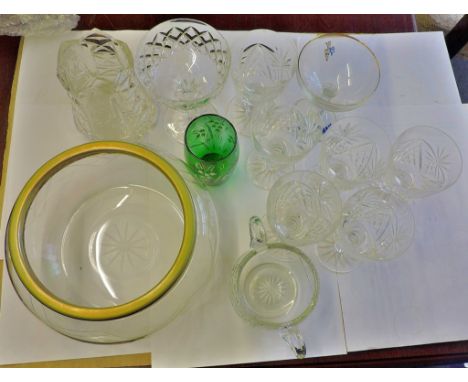 Vintage Mixed Glass-includes bowls, glasses and small vases.