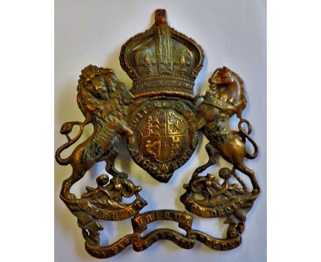 Victorian Helmet Badge of The Royal Artillery (The Royal Arms), (contemporary repair fixing the crown to the main body.)