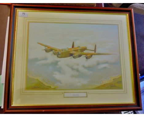 Lancaster Bomber-'Safely Home'-A mounted and framed print of a Lancaster Flying Home from it's mission by acclaimed war artis