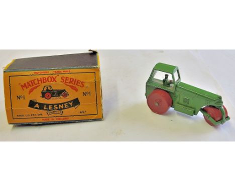 Lesney Matchbox No1-light green body and driver M&B(flap missing)Scarce