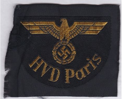 German Nazi HVD Paris cloth patch, made from beri silk