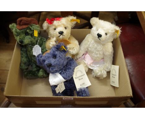 Four Steiff teddy bears, comprising: 'Monday's Bear'; 'Tuesday's Bear'; 'Wednesday's Bear'; 'Thursday's Bear'. 