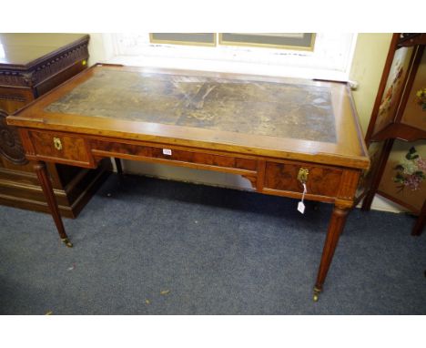 An unusual late 19th century French walnut combined desk and games table,&nbsp;the detachable and double sided top revealing 