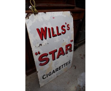 An enamel 'Wills's "Star" Cigarettes' sign, 91.5 x 61cm, (s.d.). 