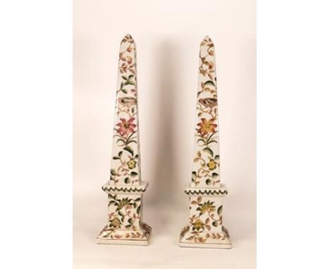 A Pair of Modern Chinese Ceramic Obelisks. Height: 16.7cm 