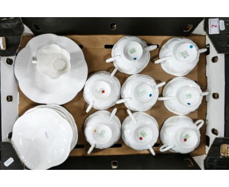 A collection of Shelley Dainty white dinner ware to include 8 soup bowls &amp; saucers together with a at home set (18 pieces