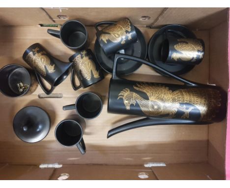 Portmeirion Phoenix coffee set to  include 6 cups &amp; saucers, coffee pot, sugar bowl and cream jug ( 1 tray) 