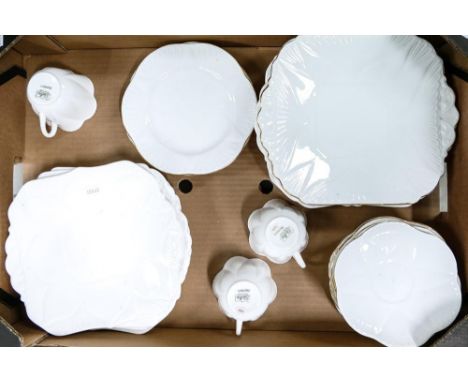 Shelley Dainty white tea ware to include 9 bread &amp; butter plates, 3 side plates, 10 saucers and 3 cups ( 26 pieces) 